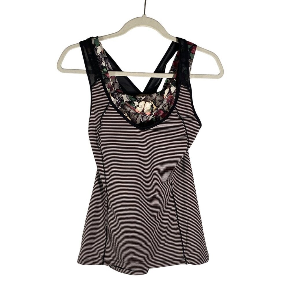 Lululemon Butterfly sports Bra Tank Top combo Stripe size 6 active yoga